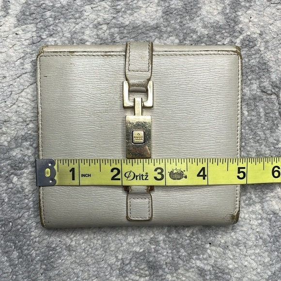 Gucci Leather Piston Lock Jackie Wallet Compact Ivory Gray - Picture 10 of 17